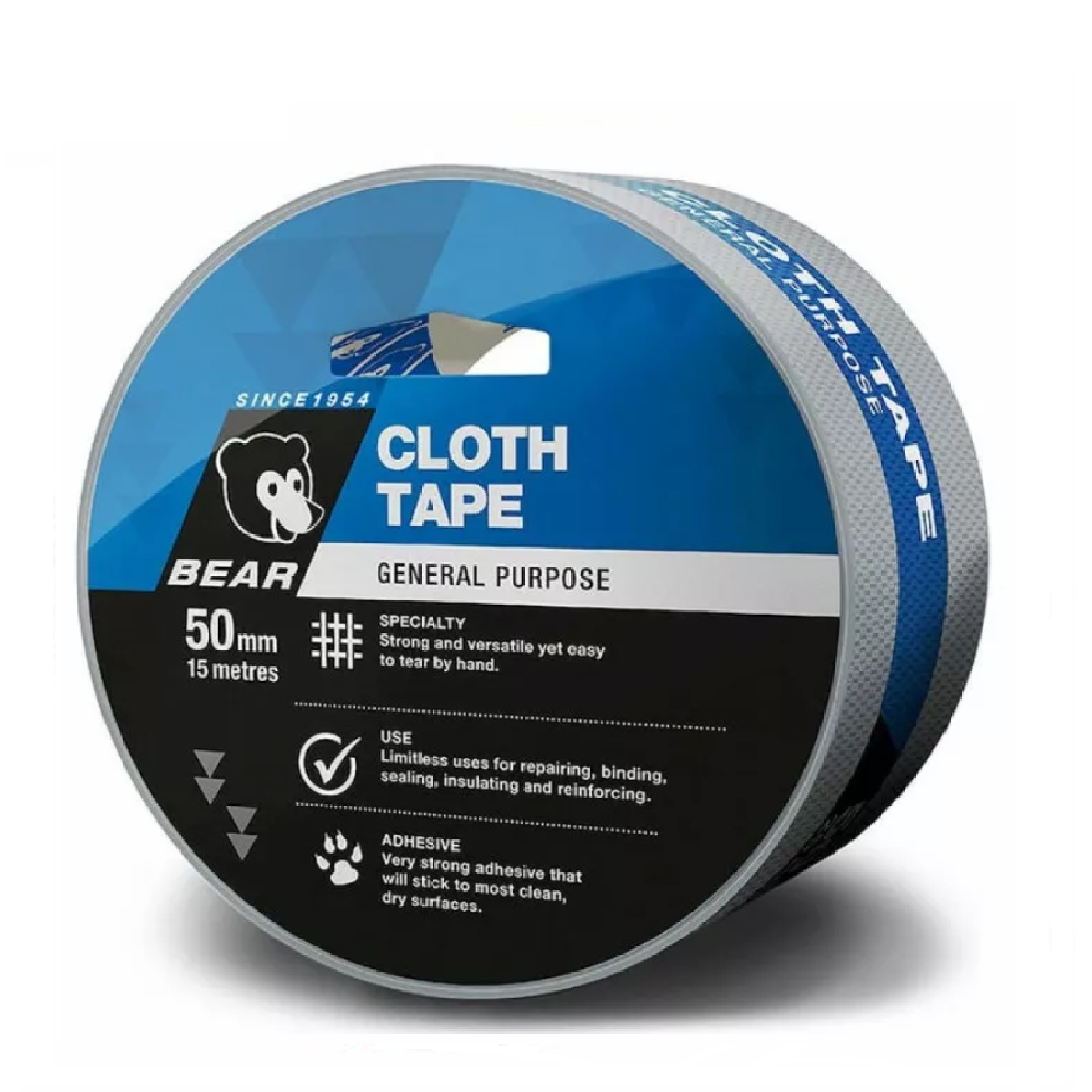 BEAR General Purpose SILVER Cloth Tape 50MM X 15M